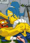  fucking gif groundskeeper_willie marge_simpson the_simpsons yellow_skin 
