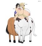  2_girls 2girls centaur gigantic_breasts lactation lesbian pregnant yuri zeruxu 