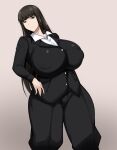  1girl black_hair curvaceous curves girls_und_panzer huge_breasts human long_hair looking_at_viewer mature mature_female mature_woman milf nishizumi_shiho owner_(artist) plump standing voluptuous 