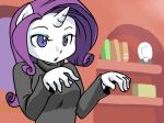 anthro blue_eyes close-up clothing equine female friendship_is_magic gif horn inside library loop my_little_pony my_little_pony_generation_4 pony purple_hair rarity_(mlp) shepherd0821 shirt solo sweater unicorn white_body