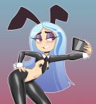 1girl andrea_davenport black_eyes dankodeadzone disney female_only gradient_background gradient_hair heart-shaped_pupils navel pose reverse_bunnysuit smile solo_female tagme teeth the_ghost_and_molly_mcgee 