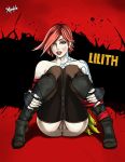 borderlands borderlands_2 borderlands_3 brown_hair hourglass_figure lilith_(borderlands) lipstick nude pussy radprofile_(artist) red_hair tattooed_girl yellow_eyes