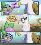  comic dragon friendship_is_magic gilda_(mlp) humor lewd my_little_pony open_mouth shiny spike_(mlp) staring_into_eyes 
