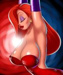  1girl big_breasts bluebullpen breasts cleavage disney hair_over_one_eye jessica_rabbit large_breasts orange_hair smile solo who_framed_roger_rabbit 