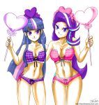  2020 2_girls 2girls bra breasts female female_only friendship_is_magic handdrawncurves humanized john_joseco long_hair looking_at_viewer mostly_nude my_little_pony panties standing starlight_glimmer starlight_glimmer_(mlp) twilight_sparkle twilight_sparkle_(mlp) underwear white_background 