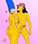 big_penis blue_hair cheating_wife huge_breasts marge_simpson muscular_male otto_mann penis the_simpsons topflite yellow_skin