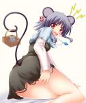  1girl anger_vein animal_ears denpa fallen_down female from_behind grey_hair mouse mouse_ears mouse_tail nazrin pendulum quality red_eyes tail touhou tumble yakumo_nanahara 