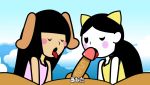  2_girls 2girls fellatio licking minus8 nintendo oral rhythm_heaven tongue tongue_out 