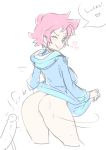  ;p ass ass_shake blush bottomless erection from_behind heart highres hood hoodie kumatora looking_back maniacpaint mother_(game) mother_3 naked_hoodie nintendo no_panties one_eye_closed penis pink_hair rough shirt_lift short_hair sketch solo solo_focus tongue tongue_out top_lift uncensored wink 