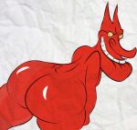  1boy 1girl ass big_ass biting_lip biting_own_lip cow_and_chicken devil devil_horns dullvivid funny gif male male_focus male_only the_red_guy twerking 