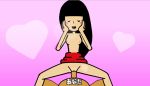  1boy 1girl black_hair blush bottomless breasts closed_eyes cowgirl_position girl_on_top heart long_hair minus8 nintendo nipples penis pov pussy rhythm_heaven sex skirt skirt_around_belly topless uncensored vaginal 