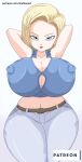  android_18 blonde_hair blue_eyes dragon_ball_z gigantic_breasts toshiso_(artist) 