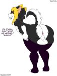 anthro anus ass bent_over big_ass black_fur black_nose blonde_hair desi_(artist) english_text full_body girly habbodude hair male original original_character presenting presenting_hindquarters red_eyes solo testicles text thecon white_fur