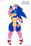  anthro blue_hair bulge crossdressing ear_piercing english_text girly green_eyes habbodude hair hedgehog looking_at_viewer male navel nipples piercing sega smile solo sonic_(series) sonic_the_hedgehog text thecon thong wide_hips 