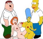  crossover family_guy homer_simpson lois_griffin marge_simpson peter_griffin the_simpsons white_background yellow_skin 