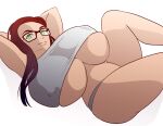  1girl ass big_ass big_breasts breasts female_solo glasses green_eyes hand_up instagram light_skin long_hair looking_at_viewer pureruby87 red_hair solo_female streamer twitch.tv twitter 