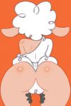  anthro ass bent_over bubble_butt female furry sheep shiny shiny_skin short_hair solo white_hair 