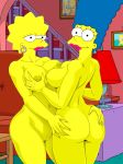  blue_hair lisa_simpson marge_simpson mother_and_daughter tagme the_simpsons yellow_skin 