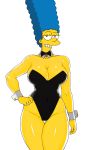  big_breasts blue_hair bowtie bunnysuit detached_collar detached_cuffs marge_simpson tagme the_simpsons thick_thighs yellow_skin 