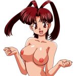  1girl animated animated_gif antenna_hair bounce bouncing_breasts breasts bust erect_nipples gaogaigar gif huge_breasts looking_at_viewer lowres mikoto_utsugi nipples nude simple_background solo topless uncensored upper_body utsugi_mikoto white_background yuusha_ou_gaogaigar yuusha_series 