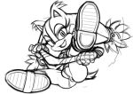  1girl anthro bedroom_eyes boomerang breasts furry high_res hotred is is_(artist) looking_at_viewer monochrome nipples pussy sega shoes sketch solo_focus sonic_(series) sonic_boom speech_bubble sticks_the_jungle_badger talking talking_to_viewer text 