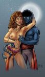  1boy 1girl areola areolae avengers blue_skin breasts brown_hair brunette clothed_male clothes clothing color colored curly_hair dark_hair earrings female female_pubic_hair glowing_eyes hair hoop_earrings kurt_wagner long_hair male marvel marvel_comics mitch_foust mutant necklace nightcrawler nipples pointy_ears pubes pubic_hair scarlet_witch short_hair signature superhero superheroine tail topless uncensored wanda_maximoff white_eyes x-men 