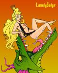  ass blonde_hair breasts crown dragon dragon&#039;s_lair erect_nipples high_heels imminent_vore lonelysatyr long_hair nipples princess_daphne saliva singe tongue torn_clothes uncensored vore 