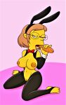  big_breasts bunny_ears carrot easter_bunny elizabeth_hoover erect_nipples glasses kneel shaved_pussy the_simpsons thighs 