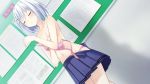  bra closed_eyes covered date_a_live skirt tobiichi_origami underwear undressing white_hair 