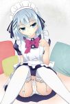 blue_hair bow_panties cameltoe date_a_live first_porn_of_character first_porn_of_franchise maid maid_dress panties pantyshot spread_legs stockings tobiichi_origami underwear white_hair
