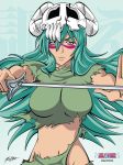 animemagix big_breasts bleach breasts green_hair nel nelliel_tu_odelschwanck sword weapon