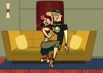 braided_hair cartoon_network duncan_(tdi) green_hair hourglass_figure light-skinned_female mohawk_(hairstyle) punk red_hair red_lipstick redhead thick_ass thick_legs thick_thighs total_drama_island zoey_(tdi)