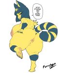  1girl 1girl 2020 5_fingers animal_crossing ankha_(animal_crossing) anthro anus areola ass big_ass big_breasts blue_hair breasts digital_media_(artwork) domestic_cat egyptian felid feline felis fingers fur furrchan furry genitals hair high_res huge_breasts looking_at_viewer looking_back mammal nintendo nipples nude on_one_leg open_mouth presenting presenting_anus presenting_hindquarters presenting_pussy pussy rear_view short_hair signature simple_background standing striped_tail stripes thick_thighs video_games white_background wide_hips yellow_body 
