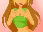animated big_breasts bouncing_breasts breast_shake breasts cleavage expose flashing flora flora_(winx_club) gif winx_club zfive