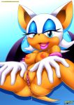  bbmbbf big_breasts gloves looking_at_viewer mobian mobian_(species) mobius_unleashed nude palcomix presenting_pussy pussy pussy_juice rouge_the_bat sega sonic_(series) sonic_the_hedgehog_(series) spread_legs 