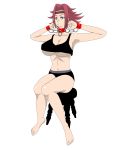  absurd_res absurdres armpits bare_shoulders barefoot big_breasts breasts chains cleavage code_geass collar feet fingers hands high_res highres kallen_stadtfeld large_breasts legs navel red_hair serious short_hair simple_background sitting slave solo tank_top thighs toes white_background 