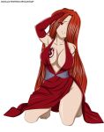  big_breasts breasts cleavage fairy_tail female flare_corona red_eyes red_hair solo 