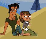 black_eyes black_hair breasts brown_hair brown_skin cartoon_network courtney_(tdi) dark-skinned_female duo freckles hourglass_figure justin_(tdi) latina navel short_hair thick_ass thick_legs thick_thighs total_drama_island