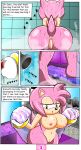  2013 amy_rose anus ass back big_breasts breasts comic dialog female fog furry gloves hedgehog nipples nobody147 nude pink_fur pussy raised_tail sega shower sonic sonic_(series) steam tail text towel water wet 