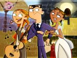breasts brick_(tdi) brown_hair brown_skin cartoon_network courtney_(tdi) curly_hair green_eyes guitar hourglass_figure izzy_(tdi) latina musical_note orange_hair romanticstyle_(artist) teeth thick_ass thick_legs thick_thighs total_drama_island wedding_dress