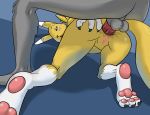  anal anal_penetration anthro ass_up bent_over blue_eyes canine cute digimon doggystyle erection facial_markings female fox from_behind furry male markings penetration penis pussy renamon schwoo sex testicles 