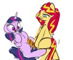  2girls breasts equestria_girls friendship_is_magic horn multiple_girls my_little_pony sunset_shimmer twilight_sparkle_(mlp) underwear 