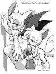  anthro bat blush breasts butt canine cum female fox furry male male/female miles_&quot;tails&quot;_prower monochrome nude penetration penis pussy rouge_the_bat sega sex sideboob sonic sonic_(series) sucking sweat tail text vaginal vaginal_insertion vaginal_penetration vixentamer vixentamer_(artist) wings 