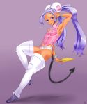  1girl dark_skin mirai_nikki muru-muru ponytail purple_eyes purple_hair solo tail 