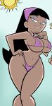  1girl beach bikini breasts curvy edit grimphantom hot looking_at_viewer smile the_fairly_oddparents trixie_tang 