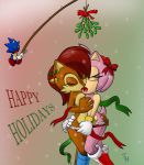 2011 amy_rose anthro archie_comics blue_body blue_fur bottomless_female breasts brown_body brown_fur chipmunk christmas closed_eyes digital_media_(artwork) duo_focus erinaceinae_humanoid eulipotyphlan female female/female french_kissing fur furry green_eyes ground_squirrel group hair happy_holidays hedgehog holidays kissing kissing_bough male mammal medium_breasts mistletoe multicolored_fur navel nude pink_body pink_fur pink_hair plant red_dress red_hair ribbons rodent sally_acorn sciurid sega short_hair sonic_the_hedgehog sonic_the_hedgehog_(archie) sonic_the_hedgehog_(comics) sonic_the_hedgehog_(series) tan_body tan_fur the_other_half thick_thighs thigh_gap topwear vest white_gloves