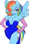 1girl anthro big_breasts blue_body blue_fur cosplay cutie_mark disney equid equine friendship_is_magic hair_over_one_eye hasbro horse hourglass_figure jessica_rabbit jessica_rabbit_(cosplay) my_little_pony pegasus rainbow_dash rainbow_dash_(mlp) rainbow_mane red_eyes sultry sultry_eyes who_framed_roger_rabbit zev