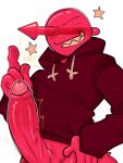 arrow corruptstarz devil_tail gijinka gray_background grey_background growing_penis hoodie male male_only non-human red_body red_hoodie red_penis regretevator repost round_head shapeshifting sharp_teeth snapping_fingers star stubble williamplayz57_(regretevator)