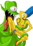  alien cartoon_milf cssp huge_breasts imminent_rape kang marge_simpson tentacle the_simpsons undressing_another white_background yellow_skin 