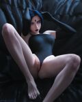  1girl 1girl 1girl 3d black_swimsuit blender dc_comics fortnite looking_at_viewer one-piece_swimsuit pulled_aside pussy rachel_roth raven_(dc) swimsuit teen_titans therealzoh 